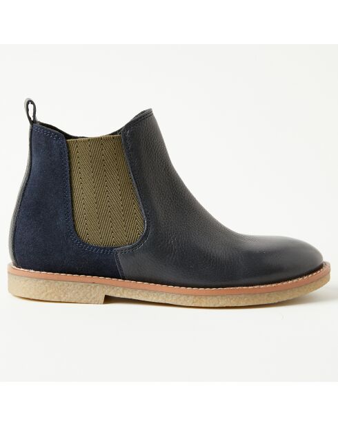 Boots bi-matière en Cuir bleu foncé