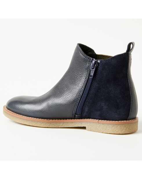 Boots bi-matière en Cuir bleu foncé