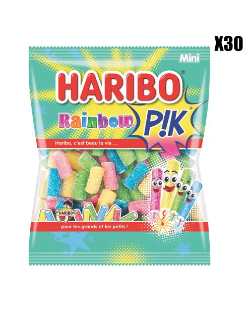 Caja de 30 bolsas de caramelos Mini Rainbow Pik