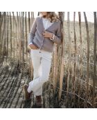 Pantalon en Velours  de Coton beige crème