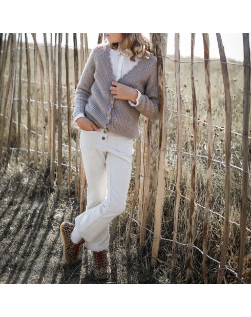 Pantalon en Velours  de Coton beige crème