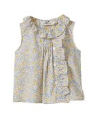 Blouse en Coton sans manches Liberty bleu/jaune