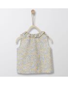 Blouse en Coton sans manches Liberty bleu/jaune