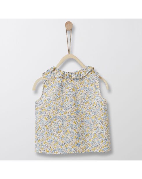 Blouse en Coton sans manches Liberty bleu/jaune