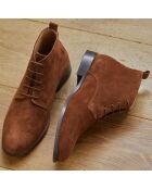 Derbies montantes en Velours de Cuir marron moyen