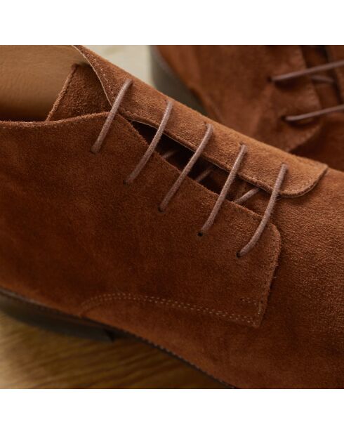 Derbies montantes en Velours de Cuir marron moyen