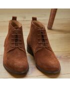 Derbies montantes en Velours de Cuir marron moyen