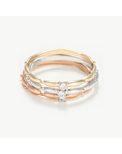 3 Bagues Love for 3 Diamants 0.07 ct or tricolore