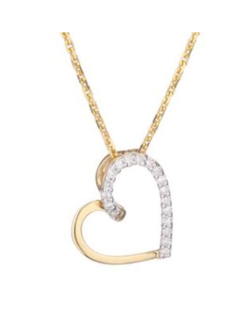 Pendentif Coeur Précieux Diamants 0.05 ct or jaune