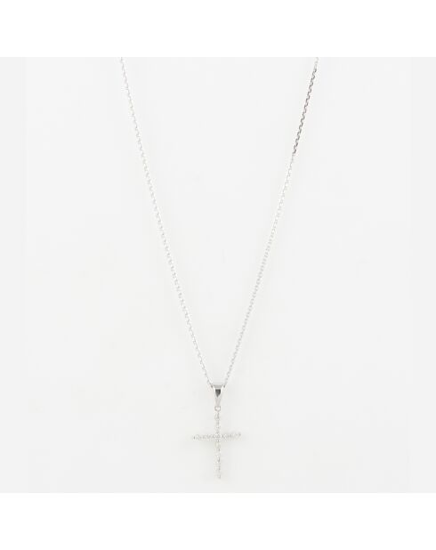 Pendentif Croix Brillante Diamants 0.1 ct or blanc
