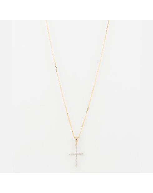 Colgante con forma de cruz brillante en oro amarillo de 0,1 quilates