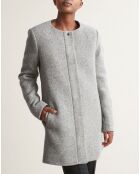 Manteau en Laine mélangée sans col gris clair chiné