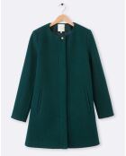 Manteau en Laine mélangée sans col vert foncé