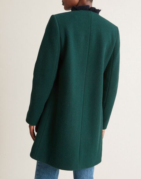 Manteau en Laine mélangée sans col vert foncé