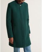 Manteau en Laine mélangée sans col vert foncé