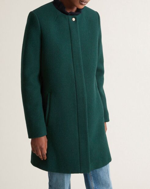 Manteau en Laine mélangée sans col vert foncé