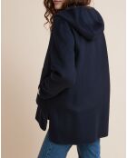 Manteau en Laine mélangée double face bleu foncé