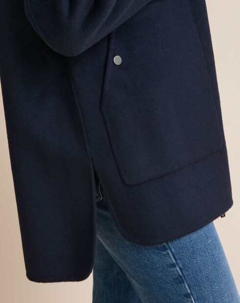 Manteau en Laine mélangée double face bleu foncé