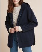 Manteau en Laine mélangée double face bleu foncé