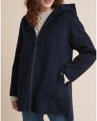 Manteau en Laine mélangée double face bleu foncé