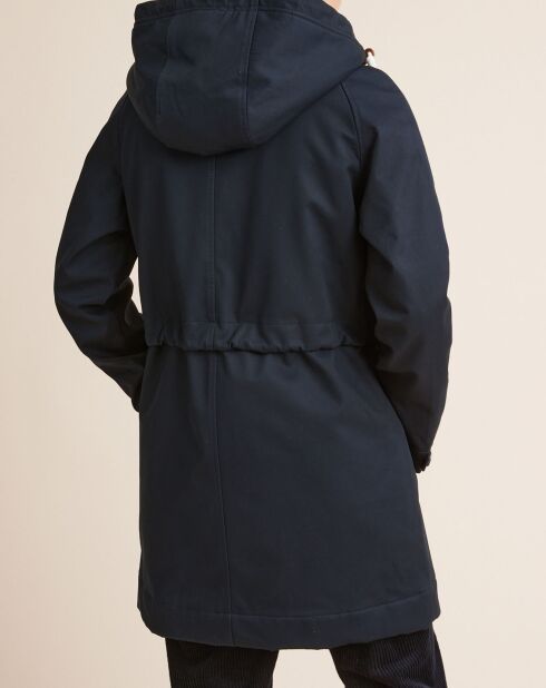 Donkerblauwe parka met sherpavoering