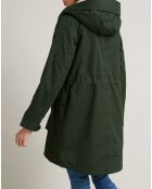 Parka longue doublée sherpa vert foncé