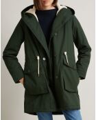 Parka longue doublée sherpa vert foncé