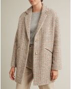 Manteau en Laine & Alpaga mélangés à carreaux beige clair