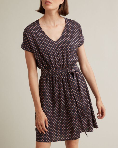 Robe imprimée Abeille bleu foncé