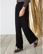 Pantalon large en Panne de Velours noir foncé