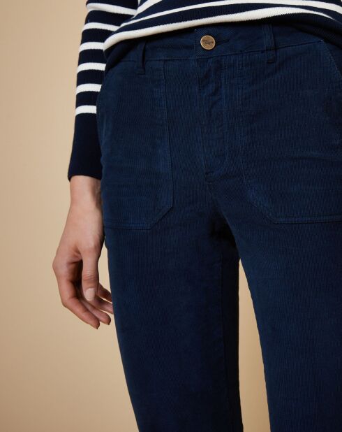 Pantalon cargo en Velours côtelé bleu foncé