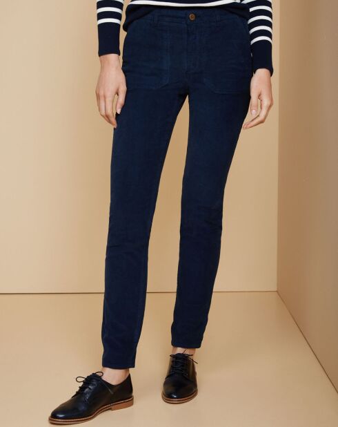 Pantalon cargo en Velours côtelé bleu foncé