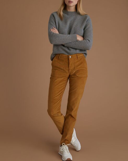 Pantalon cargo en Velours côtelé marron moyen