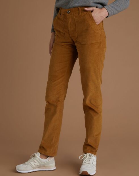 Pantalon cargo en Velours côtelé marron moyen