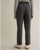 Pantalon en Laine mélangée chevron gris foncé