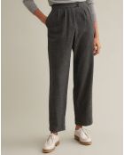 Pantalon en Laine mélangée chevron gris foncé