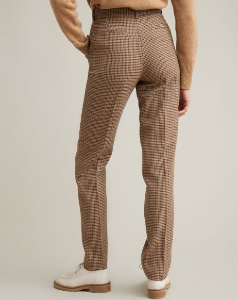 Pantalon de tailleur en Laine mélangée pied de poule marron moyen/multicolore