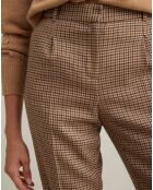 Pantalon de tailleur en Laine mélangée pied de poule marron moyen/multicolore