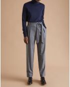 Pantalon carotte en Laine mélangée gris moyen chiné