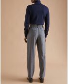 Pantalon carotte en Laine mélangée gris moyen chiné