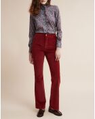 Pantalon flare en Velours côtelé framboise