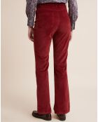 Pantalon flare en Velours côtelé framboise