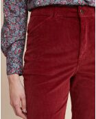 Pantalon flare en Velours côtelé framboise