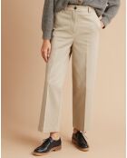 Pantalon large en Twill beige moyen