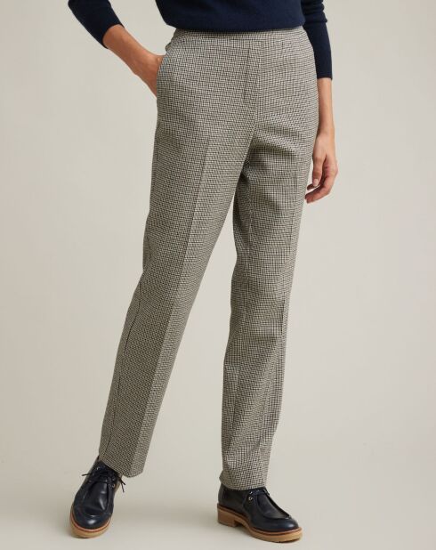 Pantaloni in misto lana con piedini antipulci beige medio