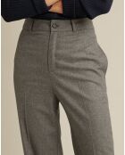 Pantalon large en Flanelle Laine mélangée gris clair chiné