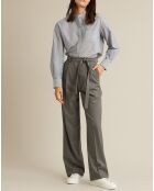 Pantalon large en Flanelle Laine mélangée gris foncé chiné