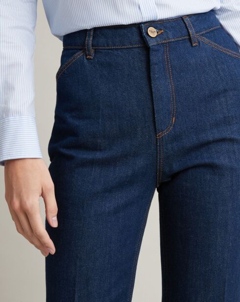 Jean évasé 100% Coton Bio délavé bleu foncé