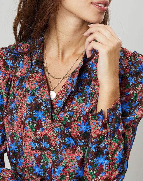 Robe Cidjie imprimée bleu/marron