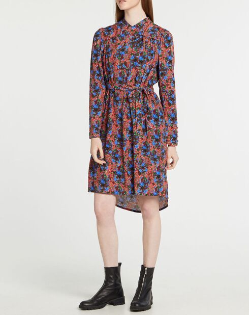 Robe Cidjie imprimée bleu/marron